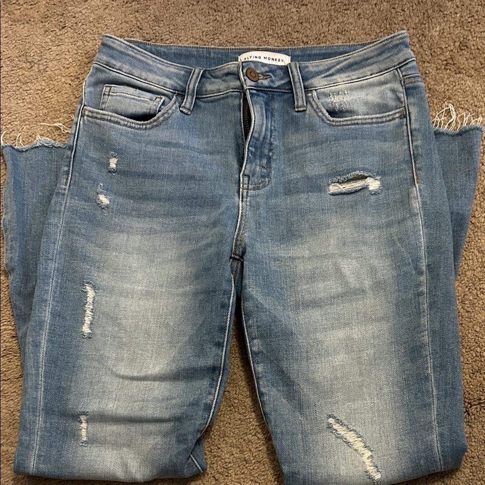 Flying Monkey Light Blue Distressed Boyfriend Jeans